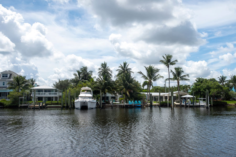Jupiter, Florida, USA - 12th September 2024: Waterfront residential property in Jupiter, Florida, USA