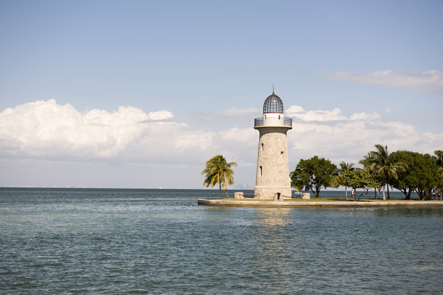 The iconic Boca Chita Key lighthouse stands along the shoreline in Biscayne National Park, Miami, Florida. Built in the 1930s, the stone lighthouse and surrounding palms create one of the most recognizable and photographed landmarks in the park. File photo: licensed.